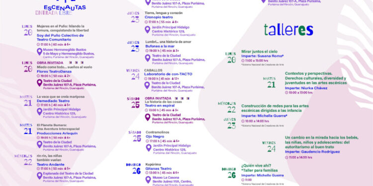 Festival Escenautas 2026 llegará a Purísima del Rincón con teatro, danza, música y talleres gratuitos para toda la familia